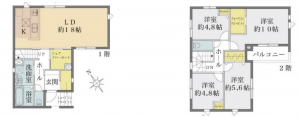 三郷市戸ケ崎、新築一戸建ての間取り画像です