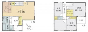 三郷市戸ケ崎、新築一戸建ての間取り画像です