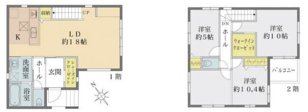 三郷市戸ケ崎、新築一戸建ての間取り画像です