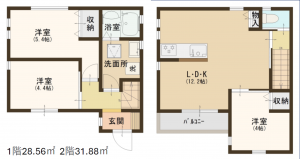 三郷市新和、新築一戸建ての間取り画像です