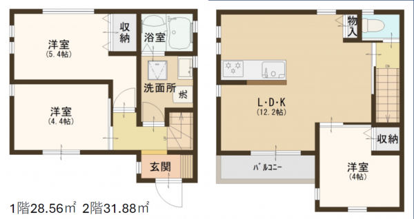 三郷市新和、新築一戸建ての間取り画像です