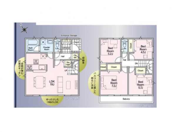 三郷市戸ケ崎、新築一戸建ての間取り画像です