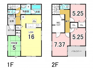 三郷市戸ケ崎、新築一戸建ての間取り画像です