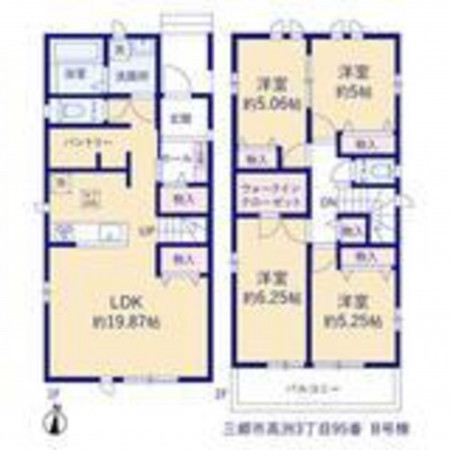 三郷市高州、新築一戸建ての間取り画像です