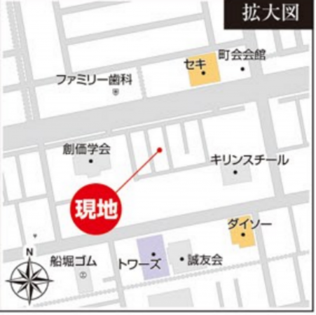 吉川市栄町、土地の地図画像です