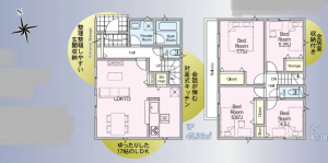 三郷市花和田、新築一戸建ての間取り画像です