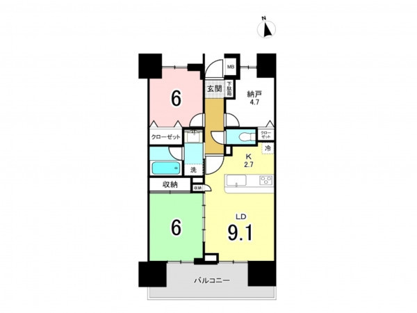 三郷市三郷、マンションの間取り画像です