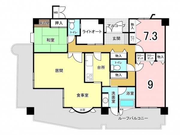 前橋市住吉町、マンションの間取り画像です
