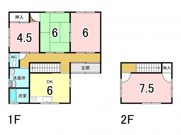 前橋市三俣町、中古一戸建ての間取り画像です