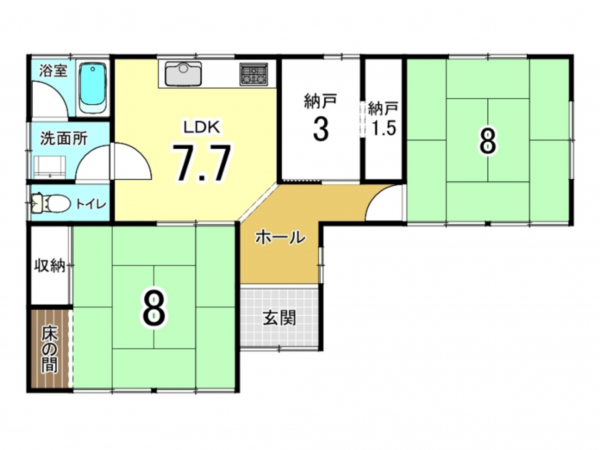 前橋市三俣町、中古一戸建ての間取り画像です
