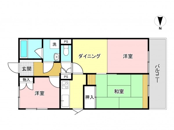 前橋市問屋町、マンションの間取り画像です