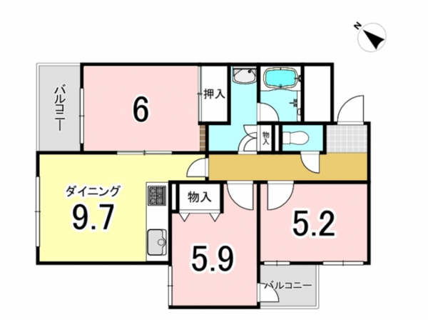 前橋市昭和町、マンションの間取り画像です