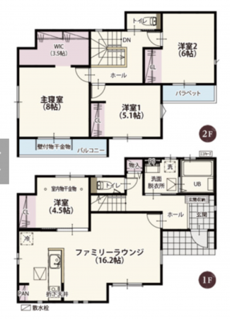 前橋市北代田町、新築一戸建ての間取り画像です