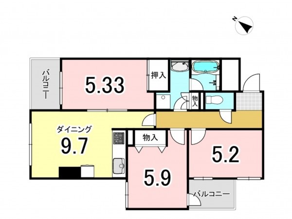 前橋市昭和町、マンションの間取り画像です