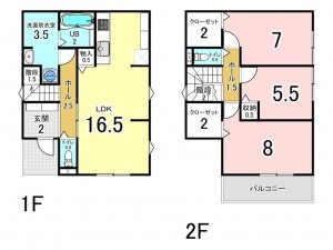 前橋市上小出町、中古一戸建ての間取り画像です