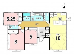 前橋市上泉町、新築一戸建ての間取り画像です