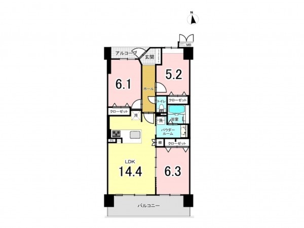 前橋市天川原町、マンションの間取り画像です