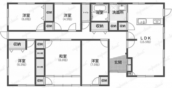前橋市富田町、中古一戸建ての間取り画像です