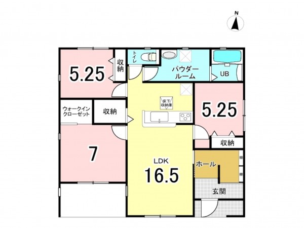 前橋市青柳町、新築一戸建ての間取り画像です