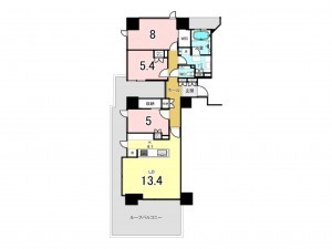前橋市千代田町、マンションの間取り画像です