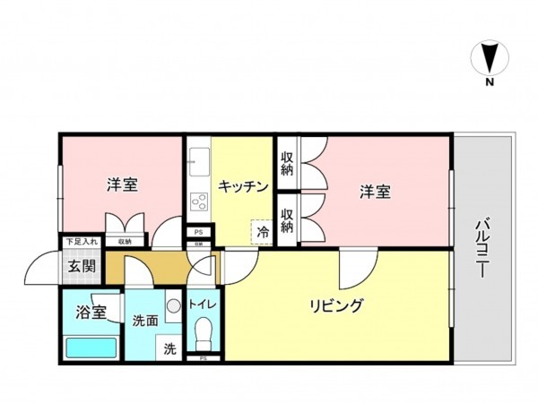 前橋市問屋町、マンションの間取り画像です
