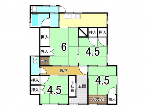 前橋市西片貝町、中古一戸建ての間取り画像です