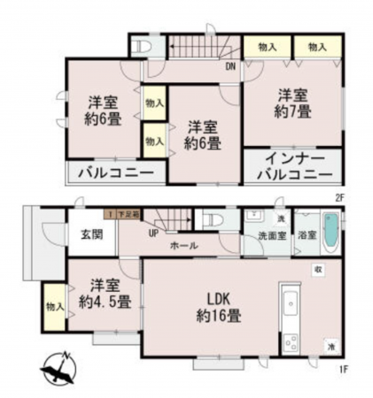 前橋市天川大島町、新築一戸建ての間取り画像です