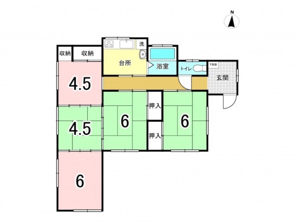 前橋市下細井町、収益物件/住宅付店舗の間取り画像です