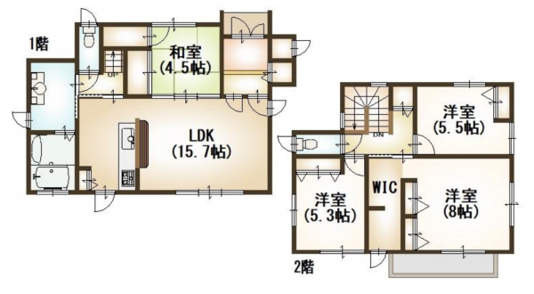 前橋市富士見町小暮、中古一戸建ての間取り画像です