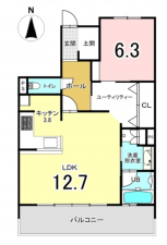 前橋市国領町、マンションの間取り画像です