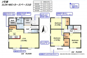 前橋市大利根町、新築一戸建ての間取り画像です