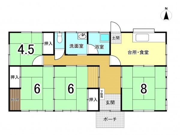 前橋市田口町、中古一戸建ての間取り画像です