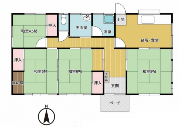 前橋市田口町、中古一戸建ての間取り画像です