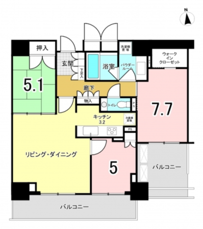 前橋市千代田町、マンションの間取り画像です