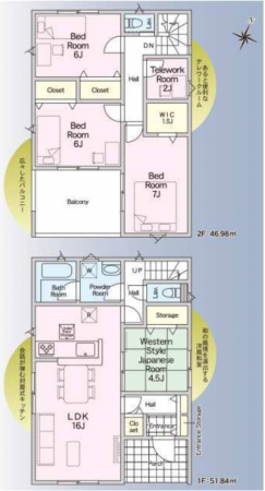 前橋市下細井町、新築一戸建ての間取り画像です