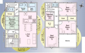 前橋市下細井町、新築一戸建ての間取り画像です