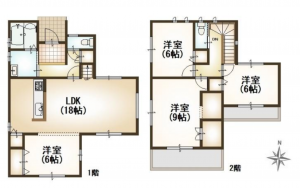 前橋市堤町、中古一戸建ての間取り画像です