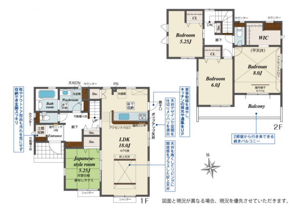 前橋市江田町、新築一戸建ての間取り画像です
