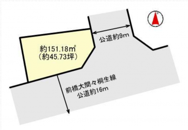 前橋市西片貝町、土地の間取り画像です