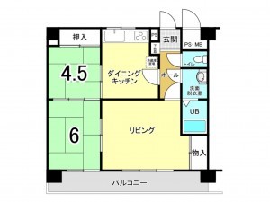 前橋市野中町、マンションの間取り画像です