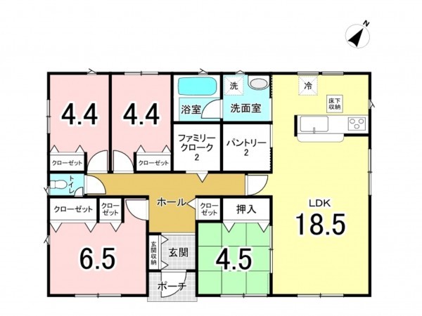 前橋市駒形町、新築一戸建ての間取り画像です