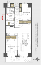 前橋市大手町、マンションの間取り画像です