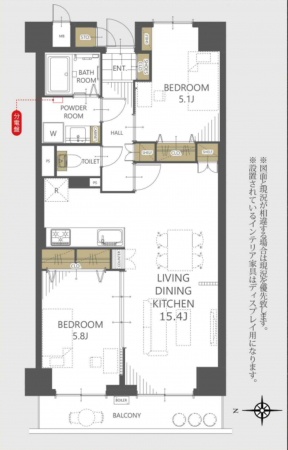 前橋市大手町、マンションの間取り画像です