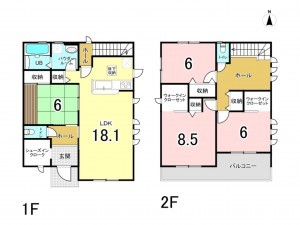 前橋市南町、新築一戸建ての間取り画像です