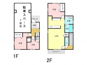 前橋市本町、中古一戸建ての間取り画像です