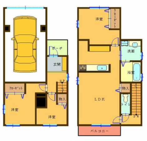 前橋市本町、中古一戸建ての間取り画像です
