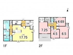前橋市関根町、新築一戸建ての間取り画像です