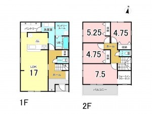 前橋市関根町、新築一戸建ての間取り画像です