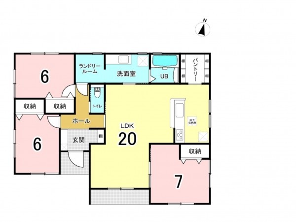 前橋市関根町、新築一戸建ての間取り画像です