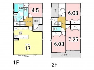 前橋市朝日町、新築一戸建ての間取り画像です